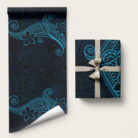 Black Blue Polynesian Tribal Wrapping Paper LT9 58" × 23" Blue - Polynesian Pride
