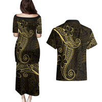 Black Gold Polynesian Tribal Couples Matching Puletasi and Hawaiian Shirt LT9 - Polynesian Pride
