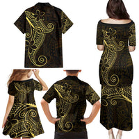 Black Gold Polynesian Tribal Family Matching Puletasi and Hawaiian Shirt LT9 - Polynesian Pride