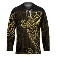 Black Gold Polynesian Tribal Hockey Jersey LT9 Unisex Gold - Polynesian Pride