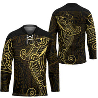 Black Gold Polynesian Tribal Hockey Jersey LT9 - Polynesian Pride