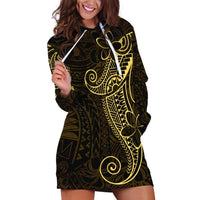 Black Gold Polynesian Tribal Hoodie Dress - Polynesian Pride