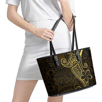 Black Gold Polynesian Tribal Leather Tote Bag - Polynesian Pride