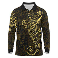 Black Gold Polynesian Tribal Long Sleeve Polo Shirt LT9 Gold - Polynesian Pride
