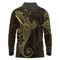 Black Gold Polynesian Tribal Long Sleeve Polo Shirt LT9 - Polynesian Pride