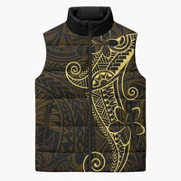 Black Gold Polynesian Tribal Sleeveless Puffer Jacket - Polynesian Pride