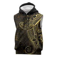 Black Gold Polynesian Tribal Sleeveless Zip Hoodie LT9 Gold - Polynesian Pride