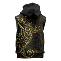 Black Gold Polynesian Tribal Sleeveless Zip Hoodie LT9 - Polynesian Pride