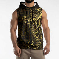 Black Gold Polynesian Tribal Sleeveless Zip Hoodie LT9 - Polynesian Pride