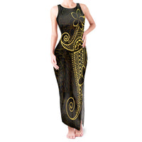 Black Gold Polynesian Tribal Tank Maxi Dress - Polynesian Pride