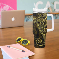 Black Gold Polynesian Tribal Tumbler With Handle - Polynesian Pride