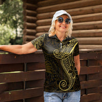 Black Gold Polynesian Tribal Women Polo Shirt - Polynesian Pride