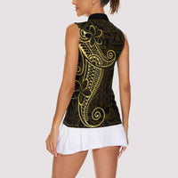 Black Gold Polynesian Tribal Women Sleeveless Polo Shirt LT9 - Polynesian Pride