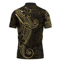 Black Gold Polynesian Tribal Zipper Polo Shirt LT9 - Polynesian Pride