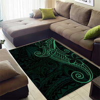 Black Green Polynesian Tribal Area Rug - Polynesian Pride