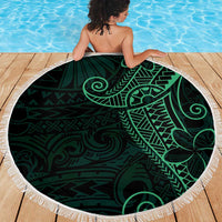 Black Green Polynesian Tribal Beach Blanket LT9 - Polynesian Pride