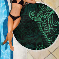 Black Green Polynesian Tribal Beach Blanket LT9 - Polynesian Pride