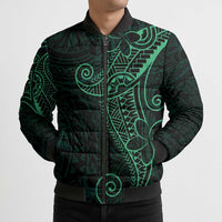 Black Green Polynesian Tribal Bomber Puffer Jacket LT9 - Polynesian Pride