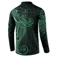 Black Green Polynesian Tribal Button Sweatshirt LT9 - Polynesian Pride
