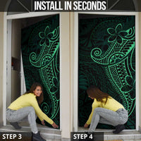 Black Green Polynesian Tribal Door Cover LT9 - Polynesian Pride