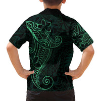 Black Green Polynesian Tribal Family Matching Tank Maxi Dress and Hawaiian Shirt - Polynesian Pride