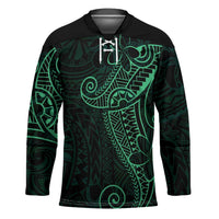 Black Green Polynesian Tribal Hockey Jersey LT9 Unisex Green - Polynesian Pride