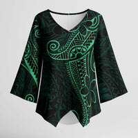 Black Green Polynesian Tribal Kimono Sleeve Blouse LT9 Female Green - Polynesian Pride