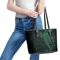 Black Green Polynesian Tribal Leather Tote Bag - Polynesian Pride