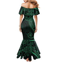 Black Green Polynesian Tribal Mermaid Dress - Polynesian Pride