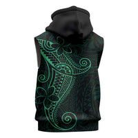 Black Green Polynesian Tribal Sleeveless Zip Hoodie LT9 - Polynesian Pride