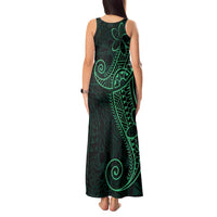 Black Green Polynesian Tribal Tank Maxi Dress - Polynesian Pride