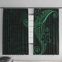 Black Green Polynesian Tribal Window Curtain - Polynesian Pride