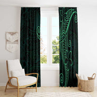 Black Green Polynesian Tribal Window Curtain - Polynesian Pride