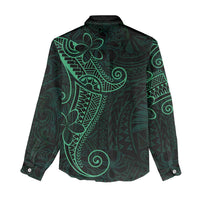 Black Green Polynesian Tribal Women Casual Shirt - Polynesian Pride