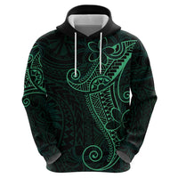 Black Green Polynesian Tribal Zip Hoodie - Polynesian Pride