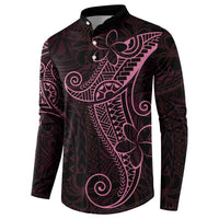 Black Pink Polynesian Tribal Button Sweatshirt LT9 - Polynesian Pride