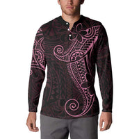 Black Pink Polynesian Tribal Button Sweatshirt LT9 - Polynesian Pride