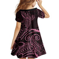Black Pink Polynesian Tribal Family Matching Off The Shoulder Long Sleeve Dress and Hawaiian Shirt - Polynesian Pride