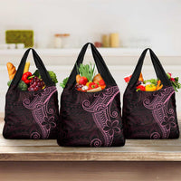 Black Pink Polynesian Tribal Grocery Bag LT9 3-pack One Size Pink - Polynesian Pride
