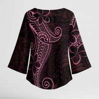 Black Pink Polynesian Tribal Kimono Sleeve Blouse LT9 - Polynesian Pride