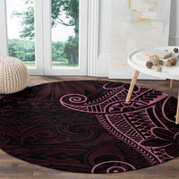 Black Pink Polynesian Tribal Round Carpet - Polynesian Pride