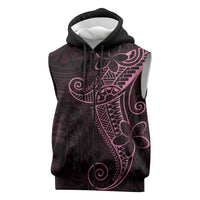 Black Pink Polynesian Tribal Sleeveless Zip Hoodie LT9 Pink - Polynesian Pride