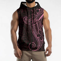 Black Pink Polynesian Tribal Sleeveless Zip Hoodie LT9 - Polynesian Pride