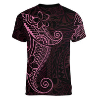 Black Pink Polynesian Tribal Women V-Neck T-Shirt - Polynesian Pride