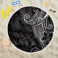 Black White Polynesian Tribal Beach Blanket LT9 One Size 150cm White - Polynesian Pride