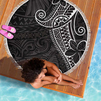 Black White Polynesian Tribal Beach Blanket LT9 - Polynesian Pride