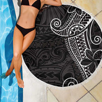 Black White Polynesian Tribal Beach Blanket LT9 - Polynesian Pride