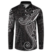 Black White Polynesian Tribal Button Sweatshirt LT9 White - Polynesian Pride
