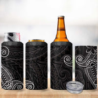 Black White Polynesian Tribal 4 in 1 Can Cooler Tumbler LT9 - Polynesian Pride