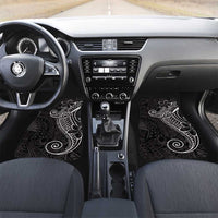 Black White Polynesian Tribal Car Mats LT9 Set 2pcs - Front White - Polynesian Pride